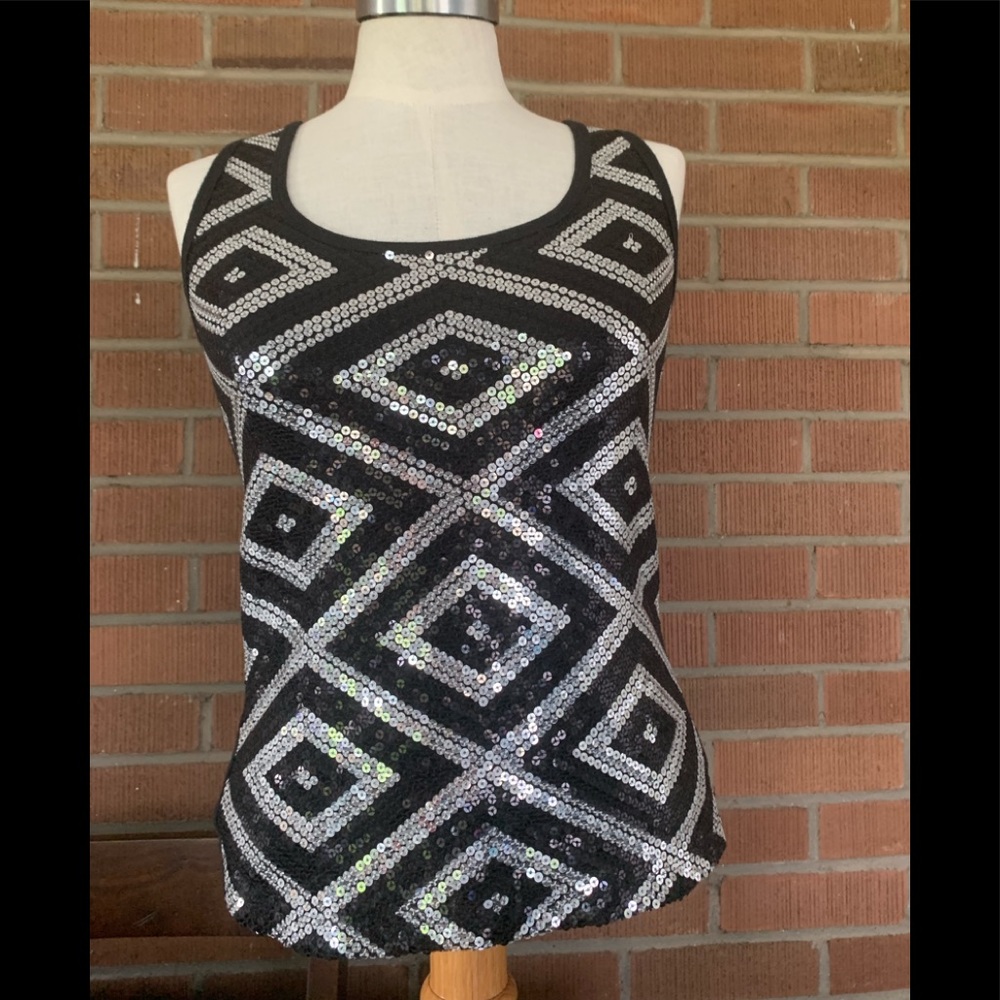 Bisou Bisou Silver Sequin Tank